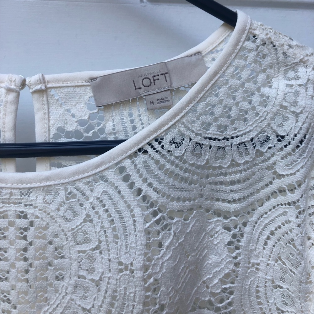 LOFT Ivory Lace Top - Picture 5 of 11